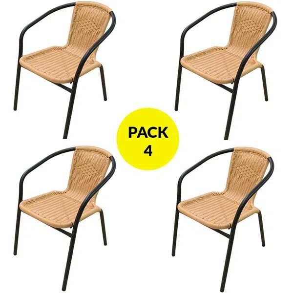 Pack 4 sillas ratán sintético