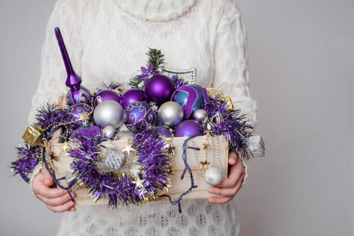 decoración Navidad violeta